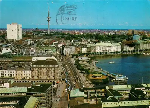 AK / Ansichtskarte Hamburg Jungfernstieg Fliegeraufnahme Fernsehturm Kat. Hamburg