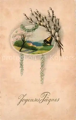 AK / Ansichtskarte Ostern Easter Paques Glocke Weidenkaetzchen Litho Kat. Greetings