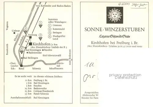 AK / Ansichtskarte Kirchhofen Breisgau Sonne Winzerstuben Kat. Ehrenkirchen