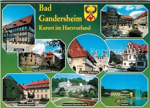 AK / Ansichtskarte Bad Gandersheim Bracken Kloster Brunnen Klinik Stiftskirche Markt Abtei Kurhaus Kat. Bad Gandersheim