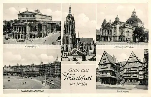 AK / Ansichtskarte Frankfurt Main Opernhaus Hindenburgplatz Dom Schauspielhaus Roseneck Kat. Frankfurt am Main