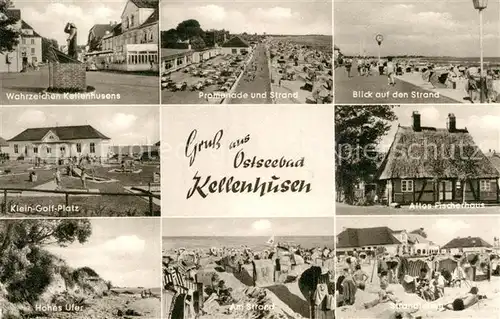 AK / Ansichtskarte Kellenhusen Ostseebad Denkmal Wahrzeichen Kleingolfplatz Hohes Ufer Promenade Strand Altes Fischerhaus Kupfertiefdruck Kat. Kellenhusen (Ostsee)