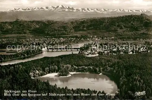 AK / Ansichtskarte Bad Saeckingen Blick ueber Bergsee mit Rhein und Alpen Fliegeraufnahme Kat. Bad Saeckingen