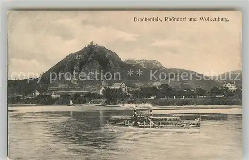 AK / Ansichtskarte Rhoendorf Drachenfels Wolkenburg Dampfer Kat. Bad Honnef