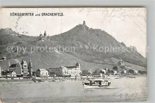 AK / Ansichtskarte Koenigswinter Panorama Drachenfels Dampfschiff Kat. Koenigswinter