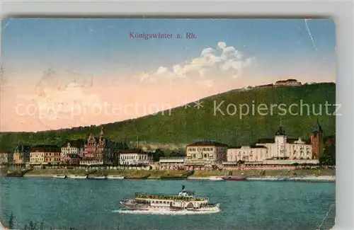 AK / Ansichtskarte Koenigswinter Panorama Dampfschiff Kat. Koenigswinter