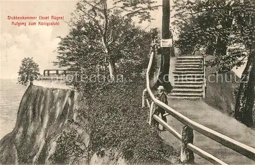 AK / Ansichtskarte Stubbenkammer Ruegen Aufgang zum Koenigsstuhl Kreidefelsen Kat. Sassnitz