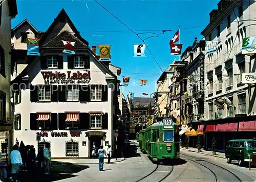 AK / Ansichtskarte Strassenbahn Basel Innenstadt Cafe Snack Bar Stoeckli Kat. Strassenbahn