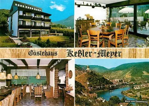 AK / Ansichtskarte Cochem Mosel Gaestehaus Kessler Meyer Gastraum Blick vom Gaestehaus Kat. Cochem