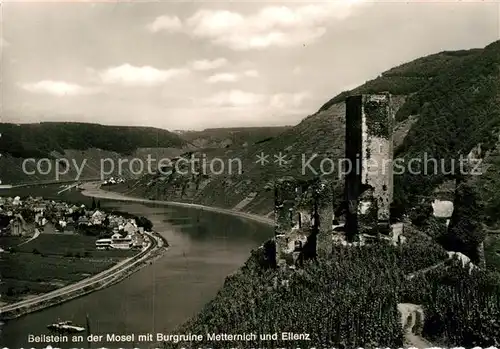 AK / Ansichtskarte Beilstein Mosel mit Burgruine Metternich und Ellenz Kat. Beilstein