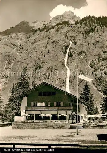 AK / Ansichtskarte Oberstdorf Oytalhaus mit Seebachwasserfall Allgaeuer Alpen Kat. Oberstdorf