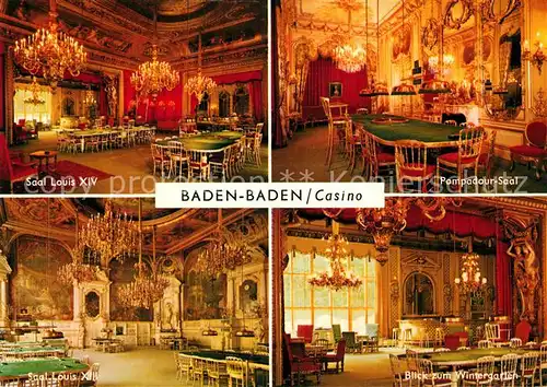 AK / Ansichtskarte Casino Spielbank Baden Baden Saal Louis XIII Pompadour Saal Wintergarten  Kat. Spiel
