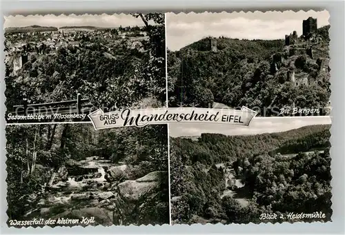 AK / Ansichtskarte Manderscheid Eifel Burgen Teilansicht Wasserfall der kleinen Kyll Heidsmuehle Kat. Manderscheid