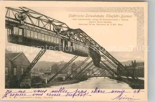 AK / Ansichtskarte Elberfeld Barmen Schwebebahn