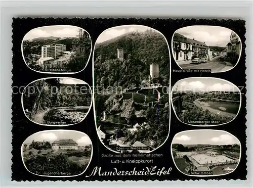 AK / Ansichtskarte Manderscheid Eifel Ober  und Niederburg Hauptstrasse Schwimmbad Burgweiher Kat. Manderscheid