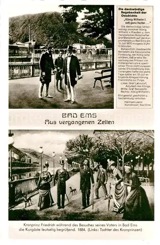AK / Ansichtskarte Bad Ems Aus vergangenen Zeiten Geschichte Koenig Wilhelm I Kronprinz Friedrich Kat. Bad Ems