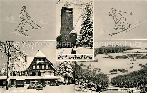 AK / Ansichtskarte Dransfeld Berggasthaus Auf dem hohen Hagen Gaus Turm Dransberg Kat. Dransfeld