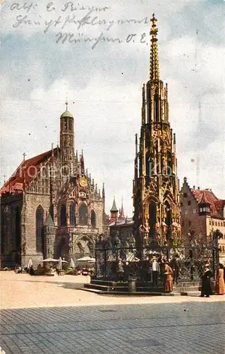 AK / Ansichtskarte Nuernberg Schoener Brunnen Frauenkirche Kat. Nuernberg