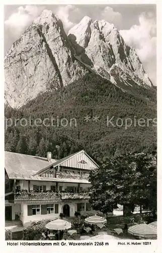 AK / Ansichtskarte Grainau Hotel Hoellentalklamm mit Grossem Waxenstein Kat. Grainau