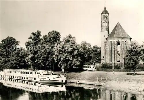 AK / Ansichtskarte Brandenburg Havel Schiffsanlegestelle an der Johanniskirche Kat. Brandenburg