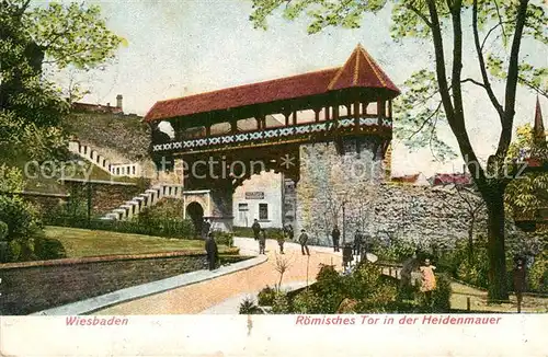 AK / Ansichtskarte Wiesbaden Roemisches Tor Heidenmauer Kat. Wiesbaden