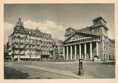 AK / Ansichtskarte Bad Aachen Theater Reiterstandbild Denkmal Kupfertiefdruck