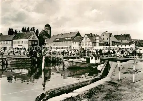 AK / Ansichtskarte Wolgast Mecklenburg Vorpommern Partie am Hafen Bruecke Kat. Wolgast