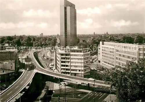 AK / Ansichtskarte Duesseldorf Hochstrasse und Thyssenhaus Hochhaus Kat. Duesseldorf