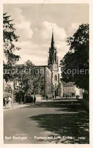 AK / Ansichtskarte Bad Kissingen Postamt mit kath Kirche Kat. Bad Kissingen