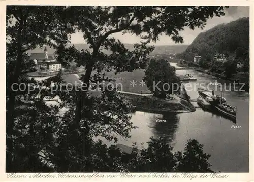 AK / Ansichtskarte Hann. Muenden Zusammenfluss Werra Fulda Weser  Kat. Hann. Muenden