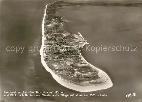 AK / Ansichtskarte Sylt Fliegeraufnahme Hoernum Suedspitze Rantum Westerland Kat. Sylt Ost