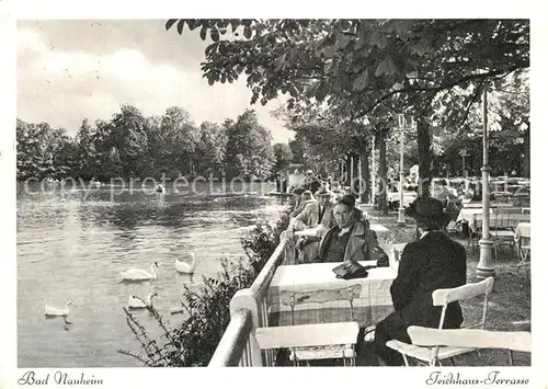 AK / Ansichtskarte Bad Nauheim Teichhaus Gaststaette Terrasse Schwaene Kat. Bad Nauheim