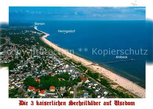 AK / Ansichtskarte Ahlbeck Ostseebad Heringsdorf Bansin Fliegeraufnahme Kat. Heringsdorf Insel Usedom