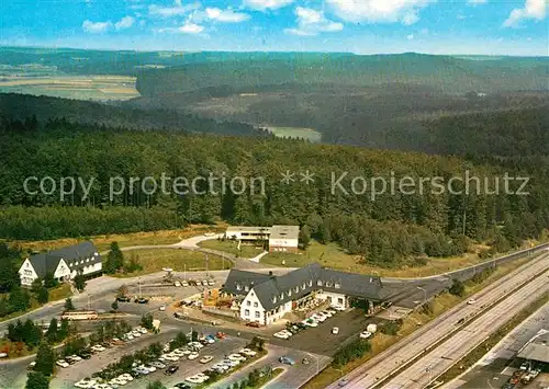 AK / Ansichtskarte Reinhardshain Fliegeraufnahme Bundes Autobahn Rasthaus Kat. Gruenberg