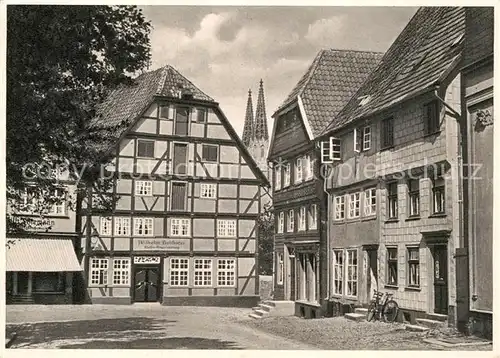 AK / Ansichtskarte Soest Arnsberg Altes Patrizierhaus Fachwerkhaus Altstadt Tuerme der Wiesenkirche