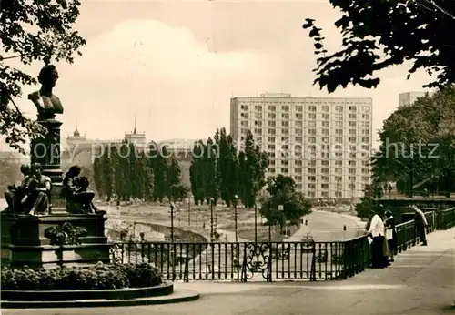 AK / Ansichtskarte Dresden Blick von der Bruehlschen Terrasse Denkmal Bueste Kat. Dresden Elbe