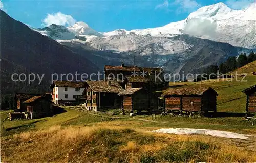 AK / Ansichtskarte Saas Fee Bergdorf mit Alphubel Walliser Alpen Kat. Saas Fee