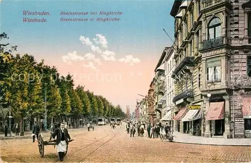 AK / Ansichtskarte Wiesbaden Rheinstrasse mit Ringkirche Kat. Wiesbaden