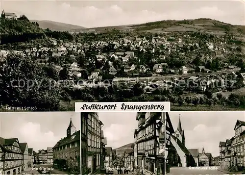 AK / Ansichtskarte Spangenberg Hessen Total mit Schloss Marktplatz Klosterstrasse Rathausstrasse Kat. Spangenberg