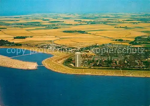 AK / Ansichtskarte Buesum Nordseebad Fliegeraufnahme Strand Perlebucht  Kat. Buesum