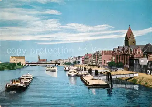 AK / Ansichtskarte Bremen Blick von der grossen Weserbruecke auf Martini Kirche und Schlachte Kat. Bremen