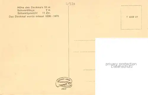 AK / Ansichtskarte Teutoburgerwald Hermanns Denkmal Johannaberg Kat. Detmold