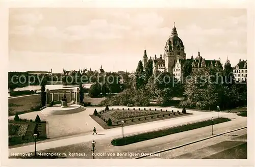 AK / Ansichtskarte Hannover Maschpark Rathaus Rudolf von Bennigsen Denkmal Kat. Hannover