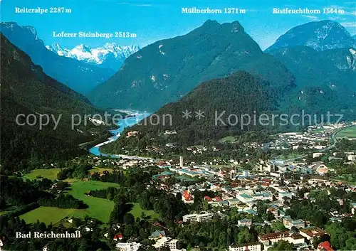 AK / Ansichtskarte Bad Reichenhall Fliegeraufnahme mit Reiteralpe Loferer Steinberge Muellnerhorn Ristfeuchthorn Kat. Bad Reichenhall