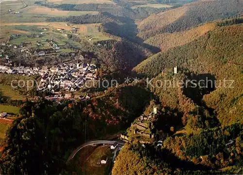 AK / Ansichtskarte Manderscheid Eifel Fliegeraufnahme mit Ober und Niederburg am Liesertal Kat. Manderscheid