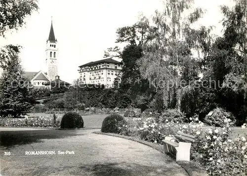 AK / Ansichtskarte Romanshorn Bodensee Parkanlage Blick zur Kirche