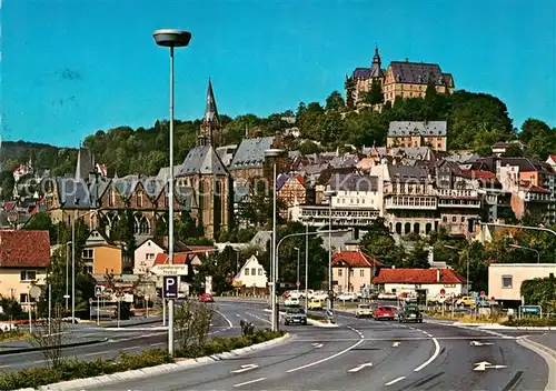 AK / Ansichtskarte Marburg Lahn Hauptstrasse mit Blick zum Schloss Kat. Marburg
