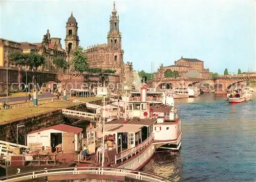 AK / Ansichtskarte Dresden Bruehlsche Terrasse Dampferanlegestelle Kat. Dresden Elbe