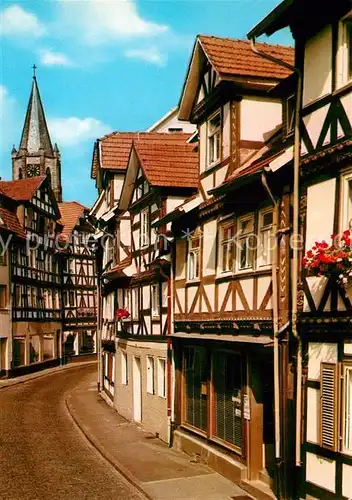 AK / Ansichtskarte Rotenburg Fulda Brotgasse Fachwerkhaeuser Altstadt Kirchturm Kat. Rotenburg a.d. Fulda