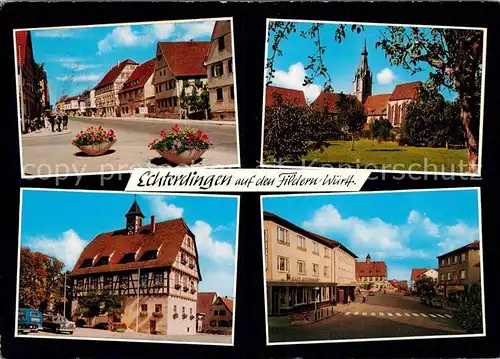 AK / Ansichtskarte Echterdingen Strassenpartie Kirche Rathaus Strassenpartie Kat. Leinfelden Echterdingen